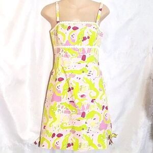 Vintage Lilly Pulitzer Bel Air Sundress Pink Frisky Business Alligator Size 4